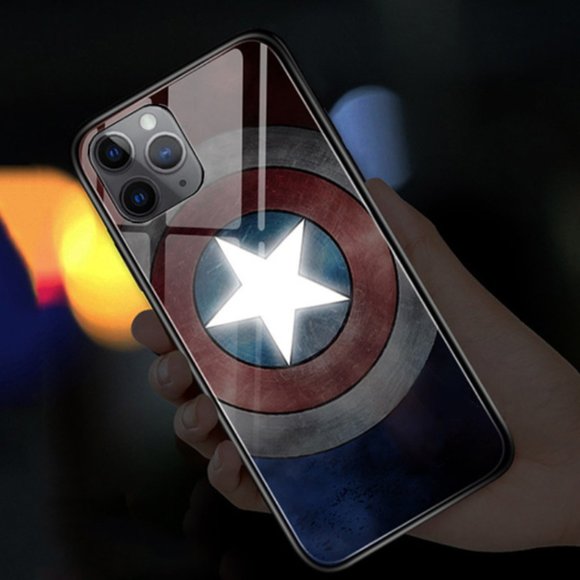 LED Smart Luminous iPhone 13 Series Tempered Glass Cases - Marvel Design - Picture 2 of 6